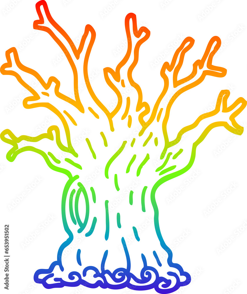 rainbow gradient line drawing of a cartoon tree rainbow gradient line drawing of a cartoon tree
