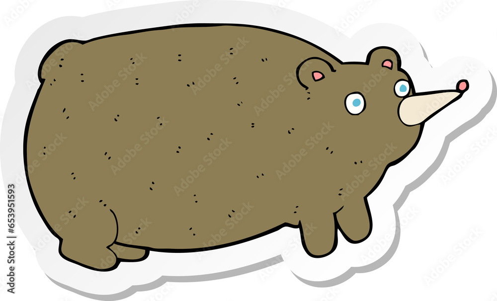 sticker of a funny cartoon bear sticker of a funny cartoon bear
