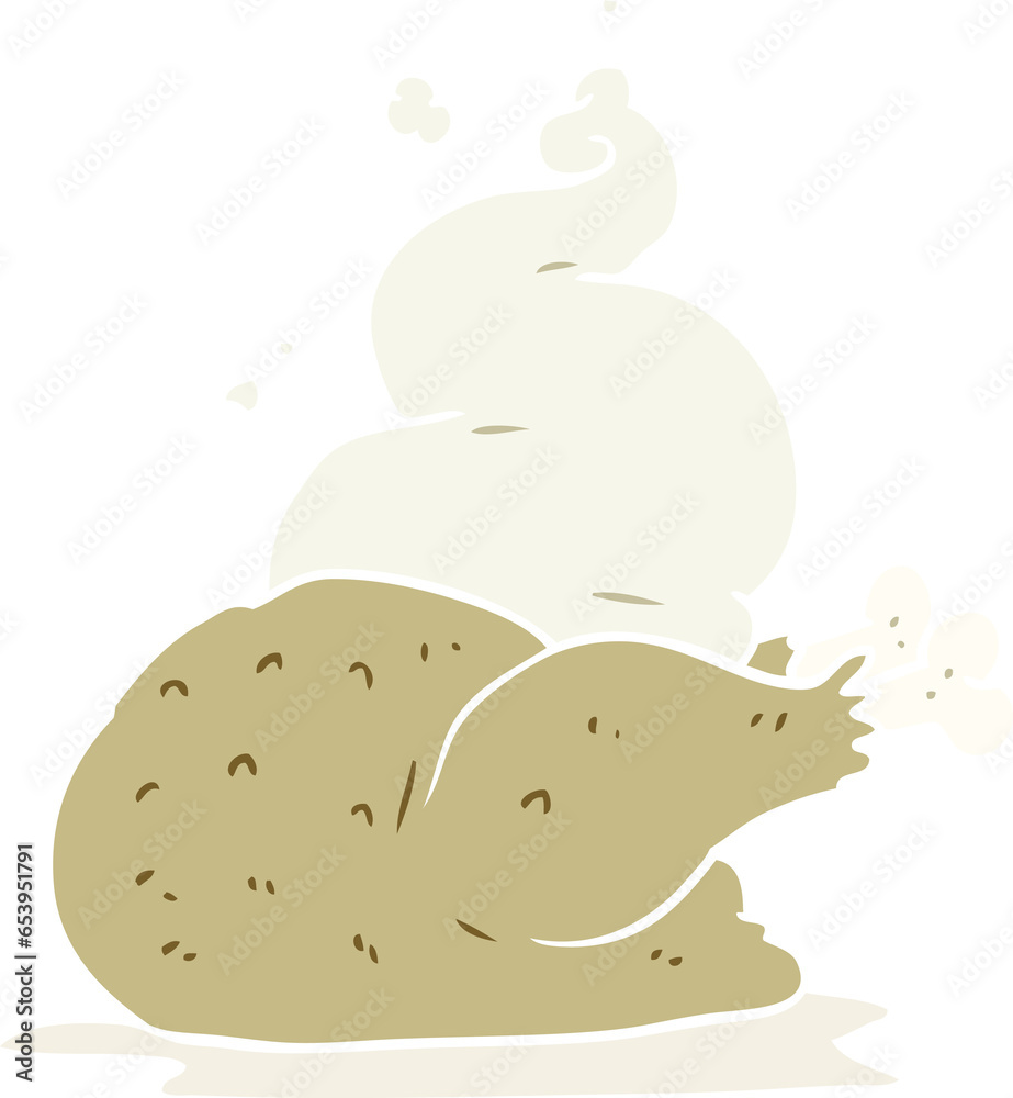 Naklejka premium flat color style cartoon cooked chicken