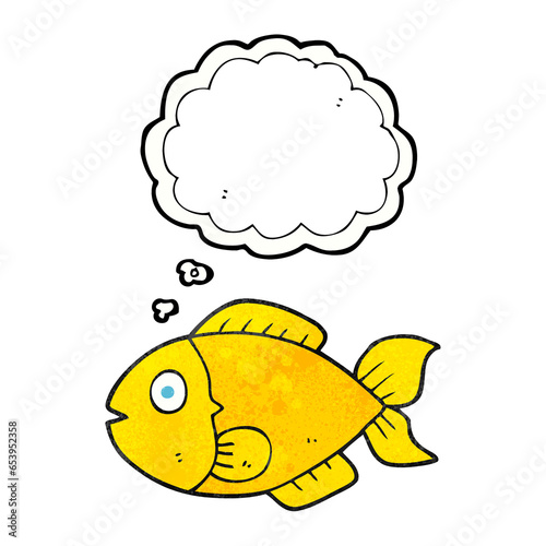 freehand drawn thought bubble textured cartoon fish