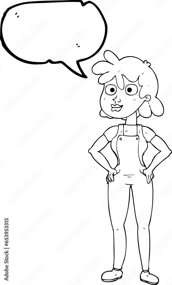 freehand drawn speech bubble cartoon farmer girl freehand drawn speech bubble cartoon farmer girl