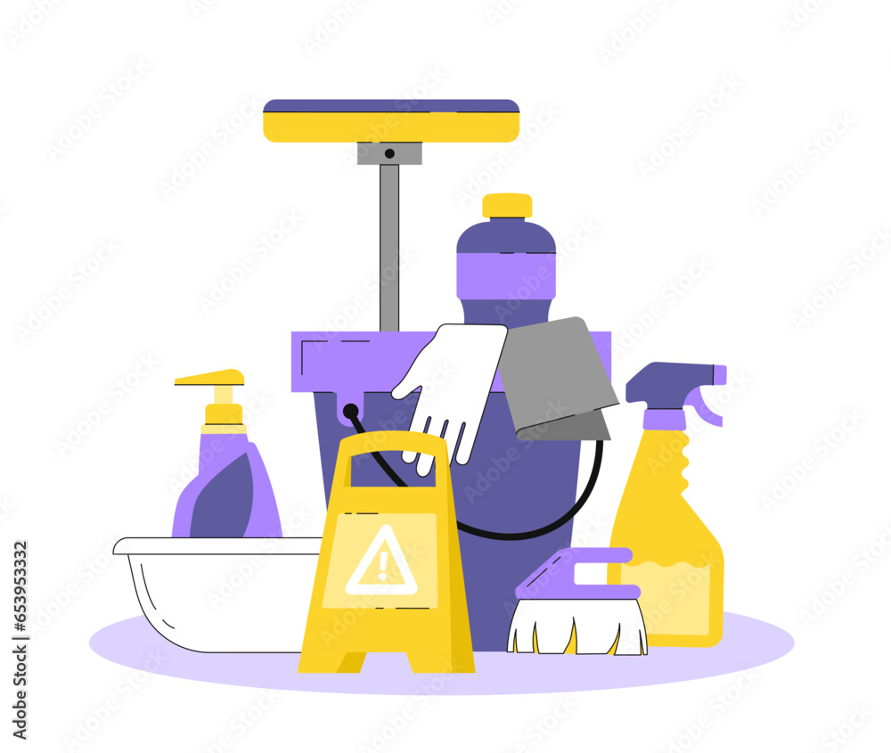 Cleaning equipment vector set Cleaning equipment vector set