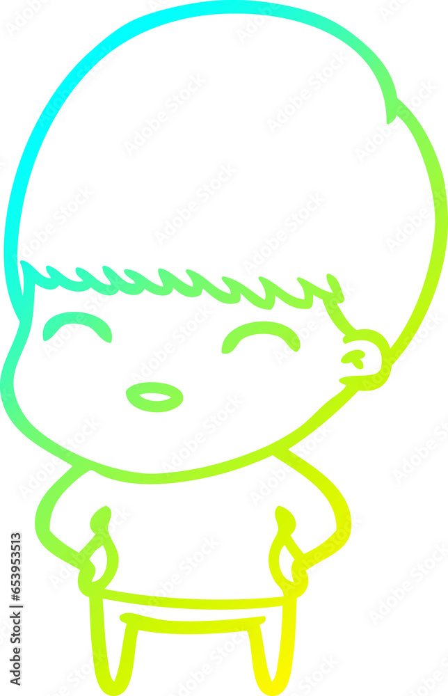 cold gradient line drawing of a happy cartoon boy cold gradient line drawing of a happy cartoon boy