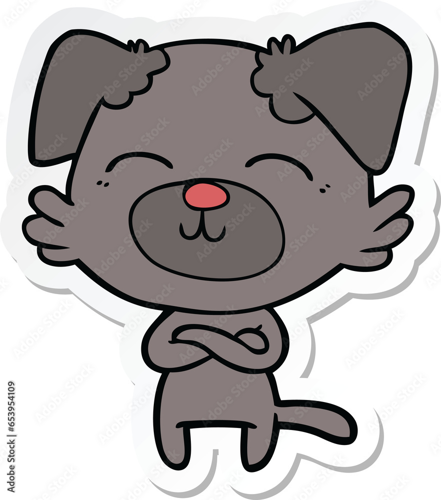sticker of a cartoon dog crossing arms sticker of a cartoon dog crossing arms