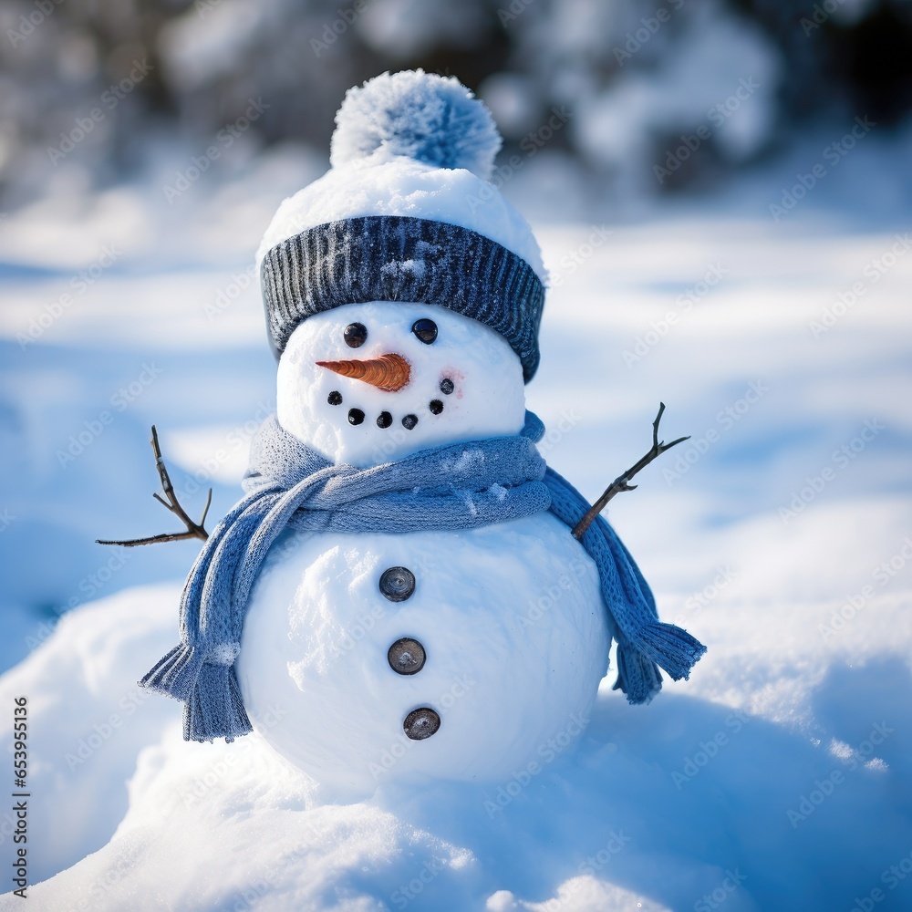 Obraz premium Snowman dressed up