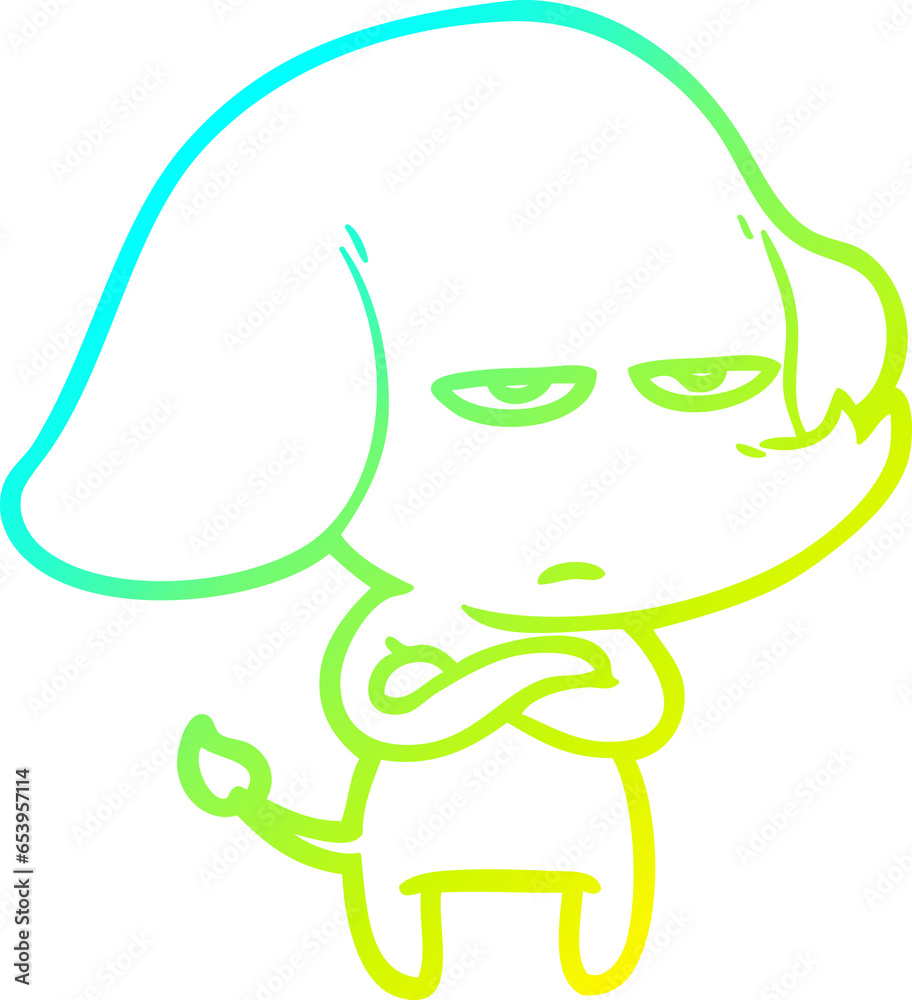 Obraz premium cold gradient line drawing of a annoyed cartoon elephant