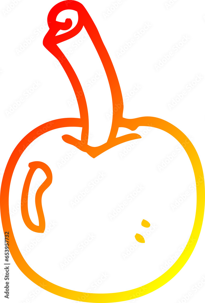warm gradient line drawing of a cartoon cherry
