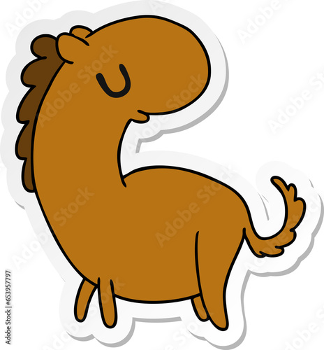 sticker cartoon illustration kawaii of a cute horse