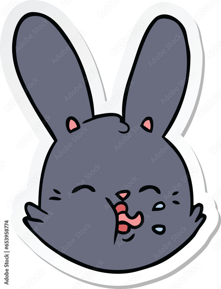 Fototapeta premium sticker of a cartoon funny rabbit face
