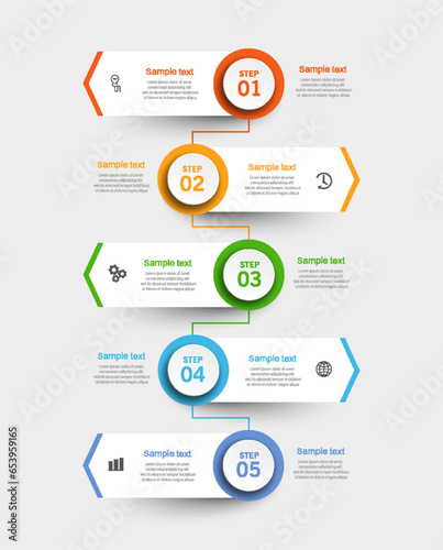 Business vector infographic template with 5 options or steps. Can be used for workflow layout  diagram  annual report  web design