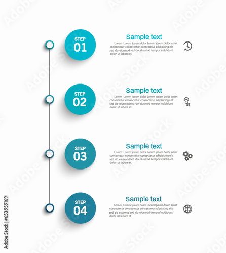 Vector business infographic template with icons and 4 options or steps