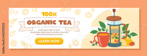 Banner with tea vector concept