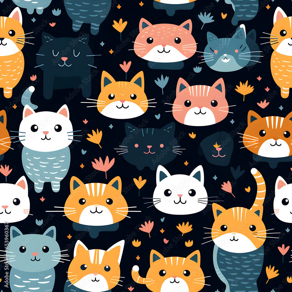seamless background with cats