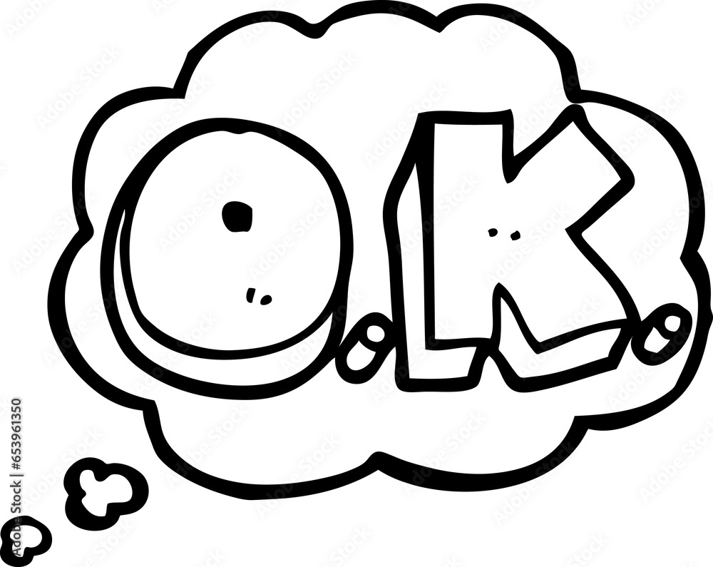 freehand drawn thought bubble cartoon word OK freehand drawn thought bubble cartoon word OK