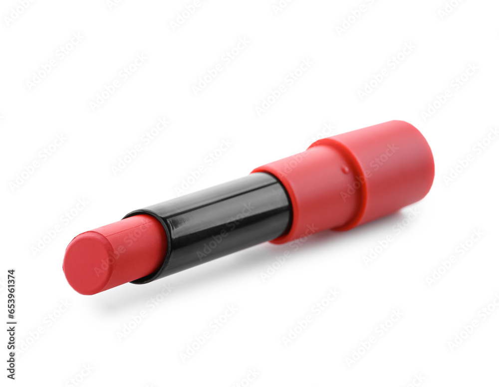 Beautiful red lipstick on white background Beautiful red lipstick on white background