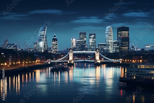 London skyline at night. Generative AI © Yana