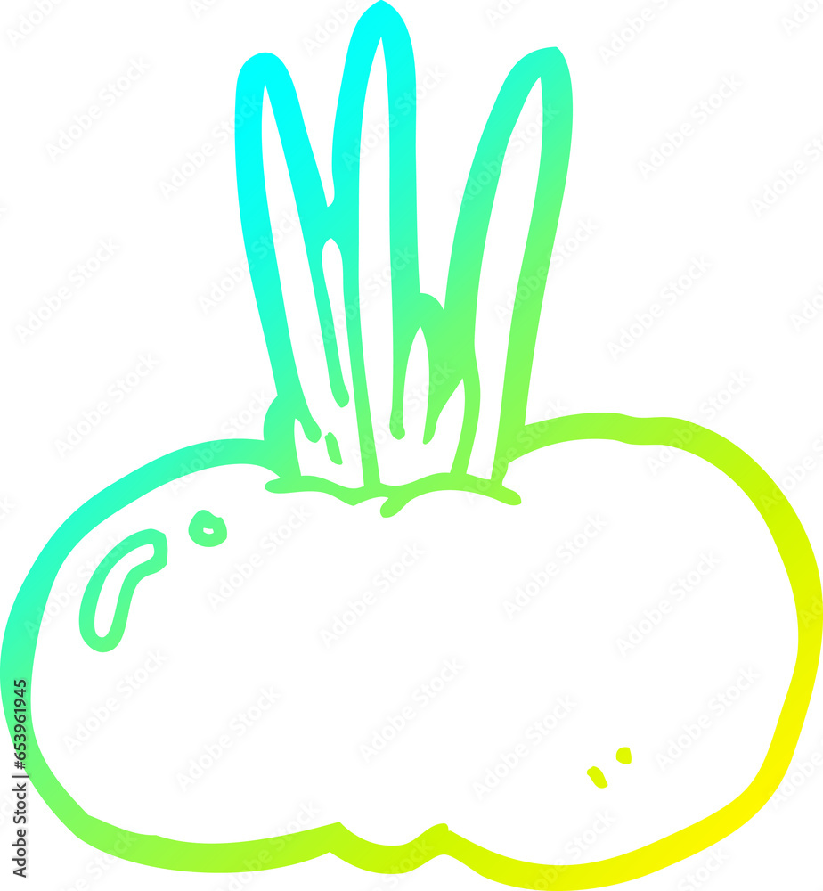 Fototapeta premium cold gradient line drawing of a cartoon vegetable