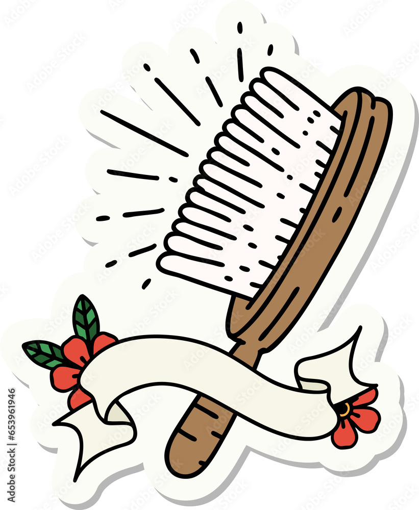 sticker of a tattoo style hairbrush sticker of a tattoo style hairbrush