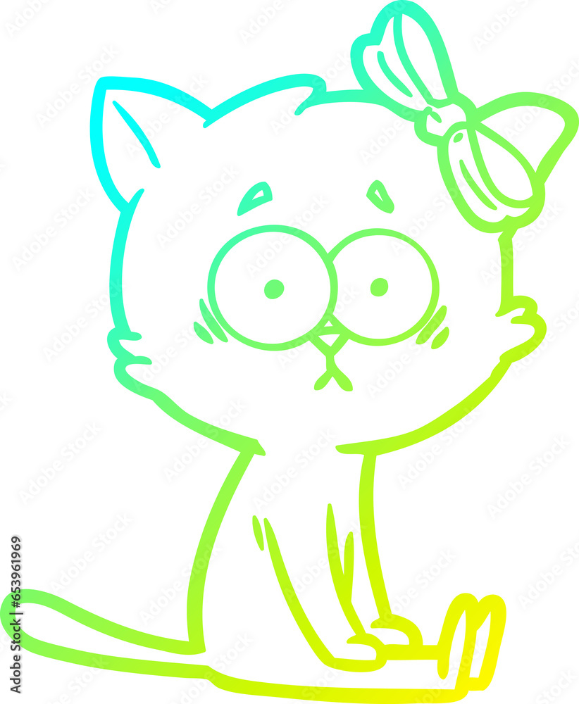 cold gradient line drawing of a cartoon cat cold gradient line drawing of a cartoon cat