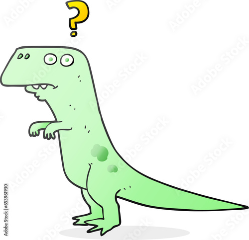 freehand drawn cartoon confused dinosaur © lineartestpilot