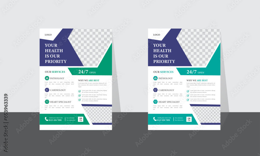 Medical Flyer Layout in Two Colors  modern template perfect for creative professional business