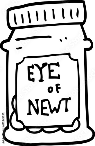 line drawing cartoon eye of newt bottle photo