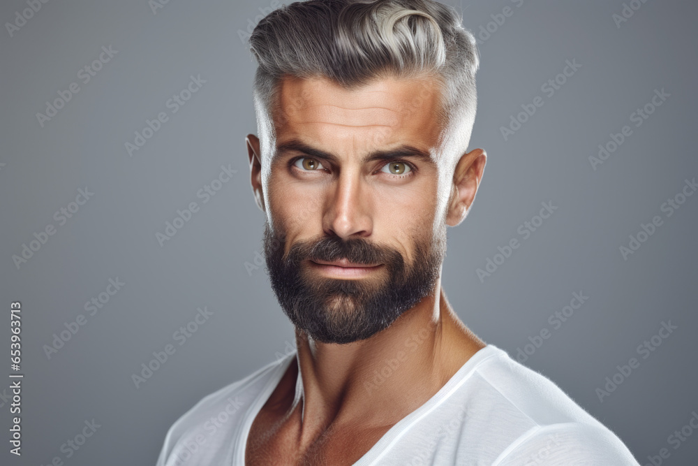Picture of man with beard wearing white shirt. This versatile image can be used in various contexts. Picture of man with beard wearing white shirt. This versatile image can be used in various contexts.