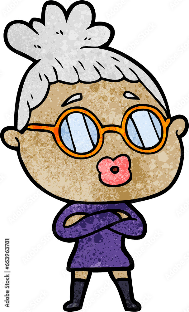 cartoon woman wearing spectacles