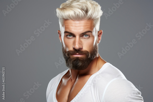 Picture of man with beard wearing white shirt. This versatile image can be used for various purposes.