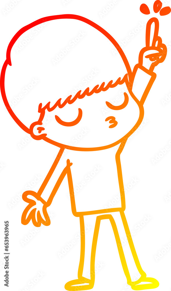 warm gradient line drawing of a cartoon calm boy warm gradient line drawing of a cartoon calm boy