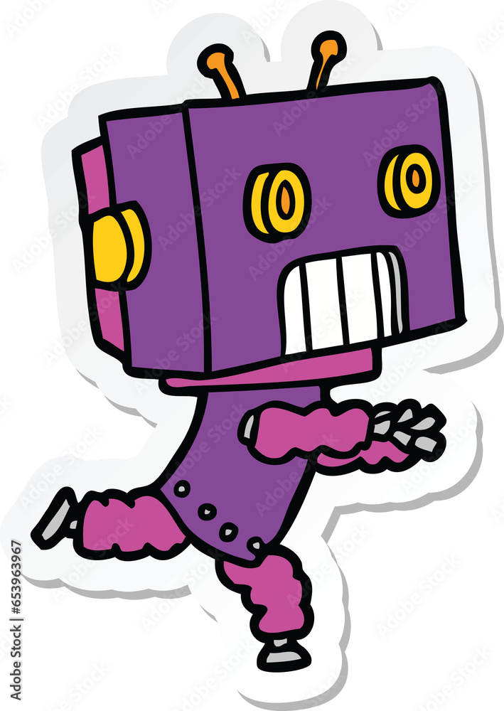 sticker of a cartoon robot sticker of a cartoon robot