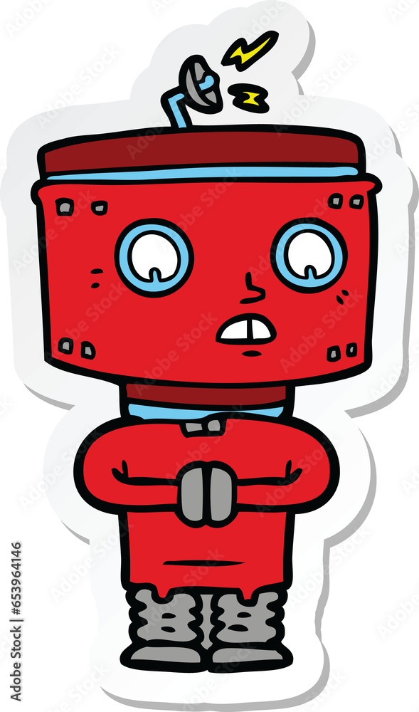 sticker of a cartoon robot sticker of a cartoon robot