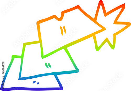 rainbow gradient line drawing of a cartoon work knife blades