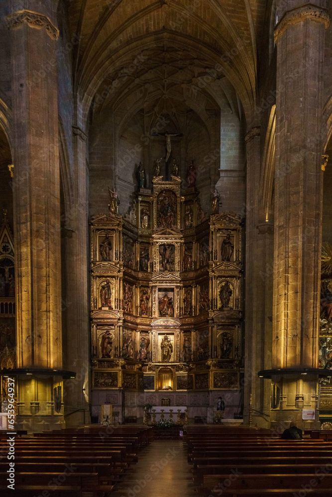 Elaborate gold altar in the 16th century San Bizente Eliza or San Vicente the Martyr Iglesia church, San Sebastian, Donostia, Basque Country, Spain