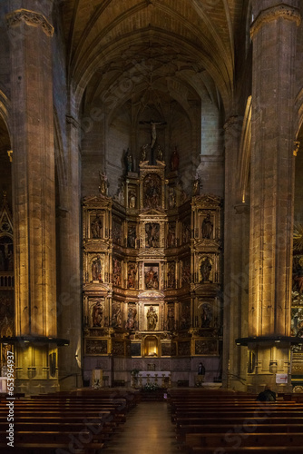 Elaborate gold altar in the 16th century San Bizente Eliza or San Vicente the Martyr Iglesia church, San Sebastian, Donostia, Basque Country, Spain photo