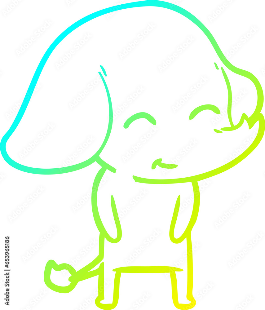 cold gradient line drawing of a cute cartoon elephant cold gradient line drawing of a cute cartoon elephant