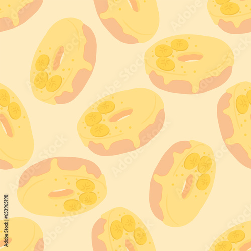 Seamless pattern with glazed donuts