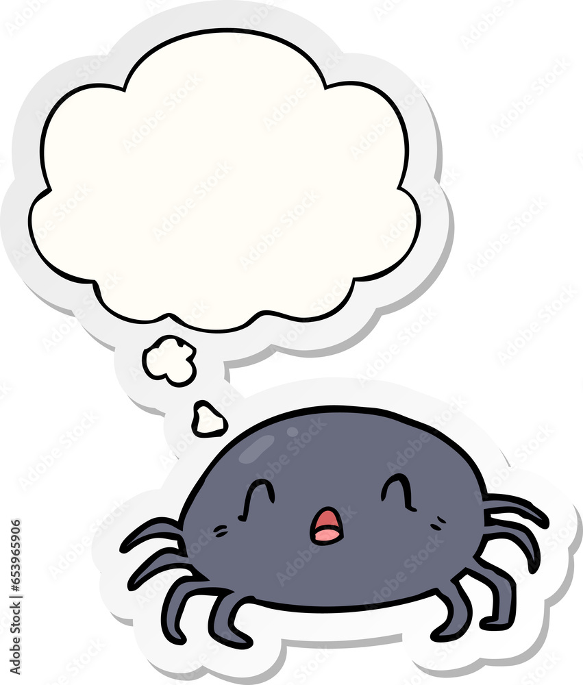 cartoon spider with thought bubble as a printed sticker cartoon spider with thought bubble as a printed sticker