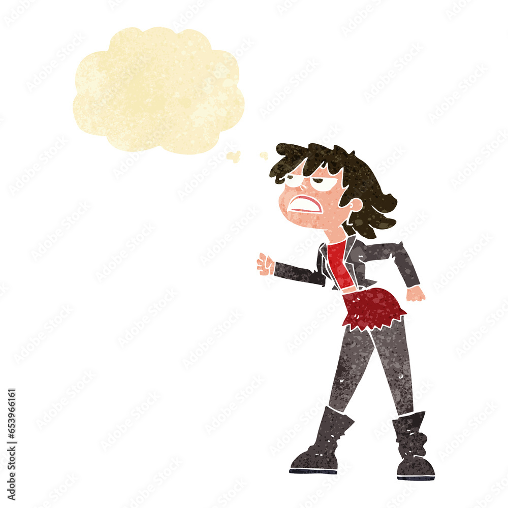 cartoon angry biker girl with thought bubble cartoon angry biker girl with thought bubble