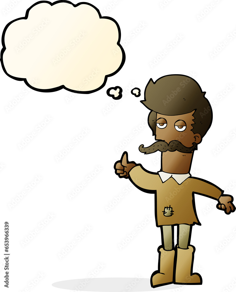 cartoon old man in poor clothes with thought bubble cartoon old man in poor clothes with thought bubble