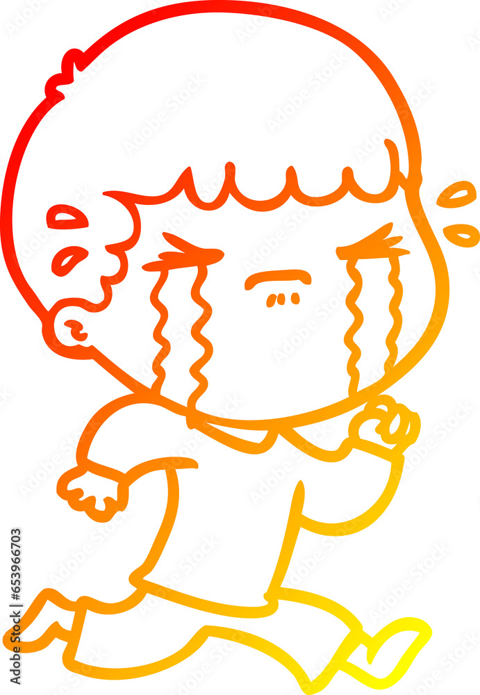 warm gradient line drawing of a cartoon man crying warm gradient line drawing of a cartoon man crying