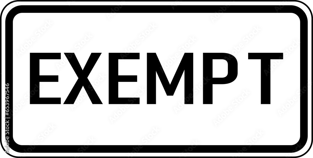 Transparent PNG of a Vector graphic of a usa Exempt MUTCD highway sign. It consists of the wording Exempt contained in a white rectangle Transparent PNG of a Vector graphic of a usa Exempt MUTCD highway sign. It consists of the wording Exempt contained in a white rectangle