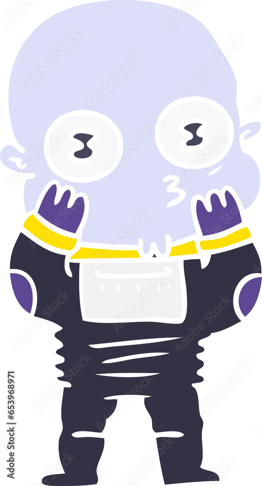 Naklejka premium flat color style cartoon weird bald spaceman