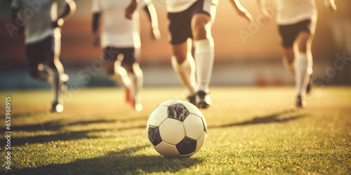 Legs of a team of soccer players playing soccer © AI_images