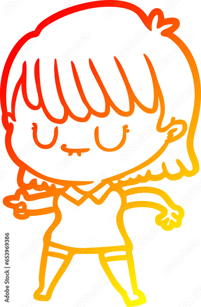 warm gradient line drawing of a cartoon woman warm gradient line drawing of a cartoon woman