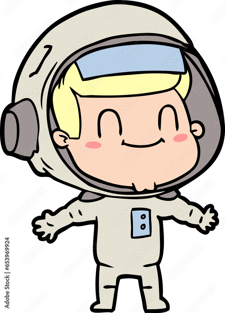 happy cartoon astronaut man