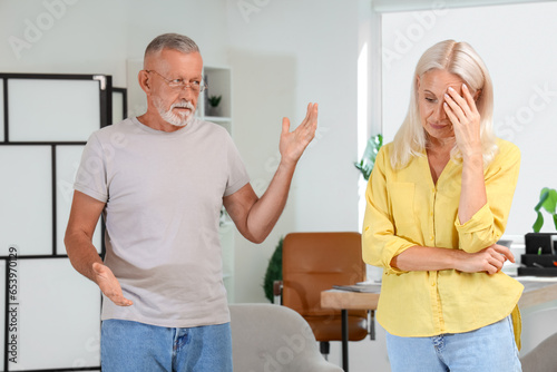 Mature couple quarreling in...