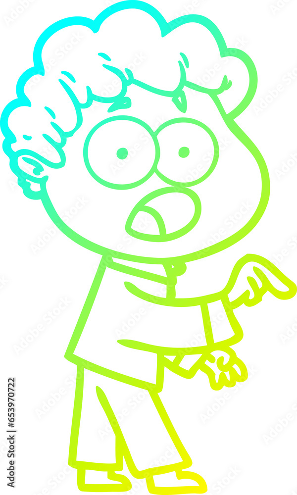 cold gradient line drawing of a cartoon man gasping in surprise