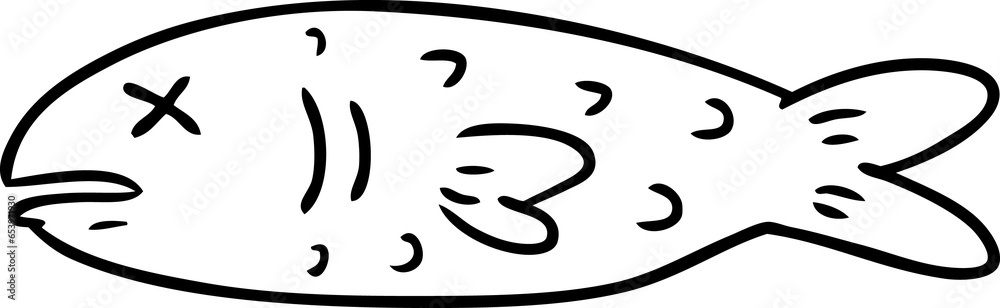 hand drawn line drawing doodle of a dead fish hand drawn line drawing doodle of a dead fish