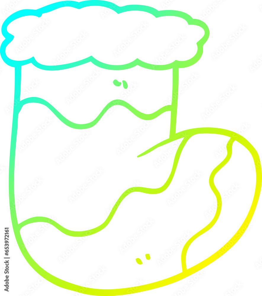 Obraz premium cold gradient line drawing of a cartoon christmas stockings